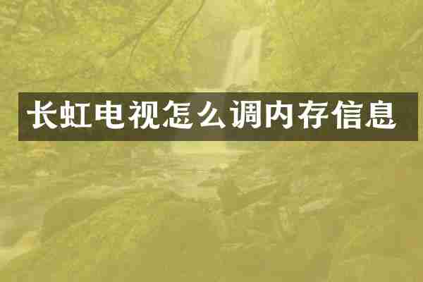 长虹电视怎么调内存信息