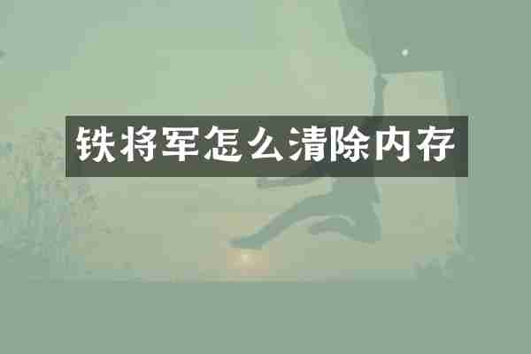 铁将军怎么清除内存