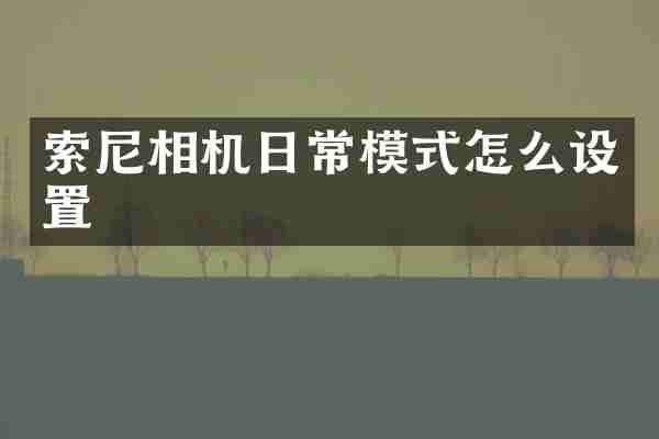相机日常模式怎么设置