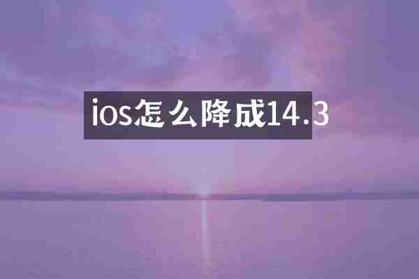 ios怎么降成14.3