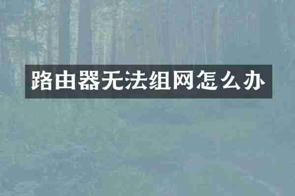 路由器无法组网怎么办