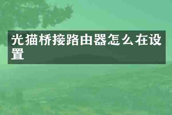 光猫桥接路由器怎么在设置