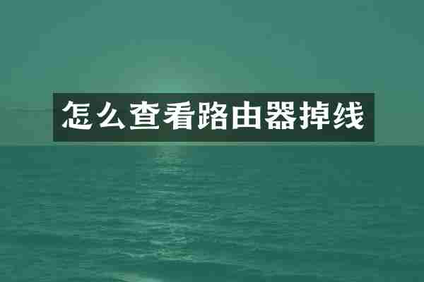 怎么查看路由器掉线