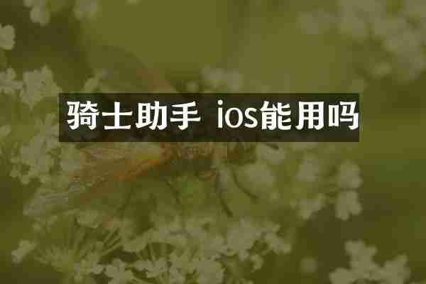 骑士助手 ios能用吗