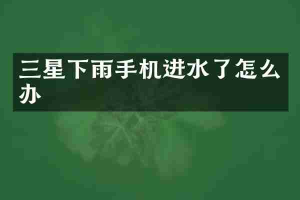 三星下雨手机进水了怎么办