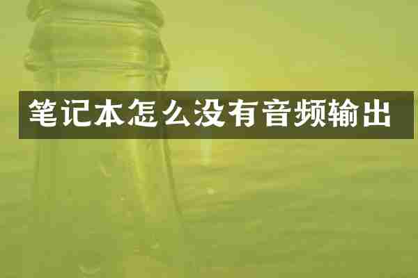 笔记本怎么没有音频输出
