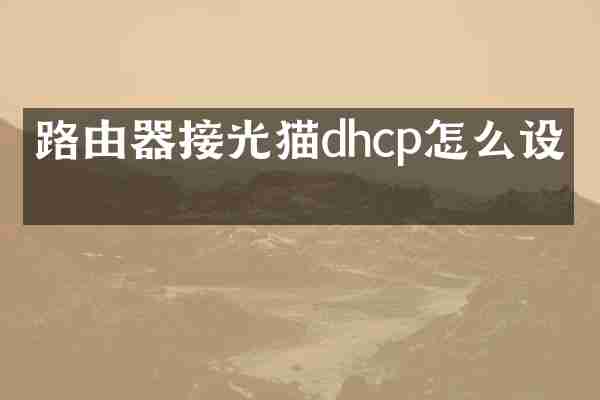 路由器接光猫dhcp怎么设置