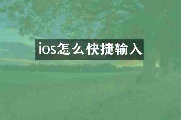 ios怎么快捷输入