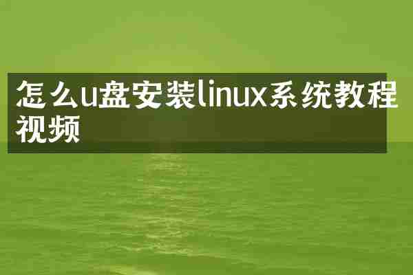 怎么u盘安装linux系统教程视频