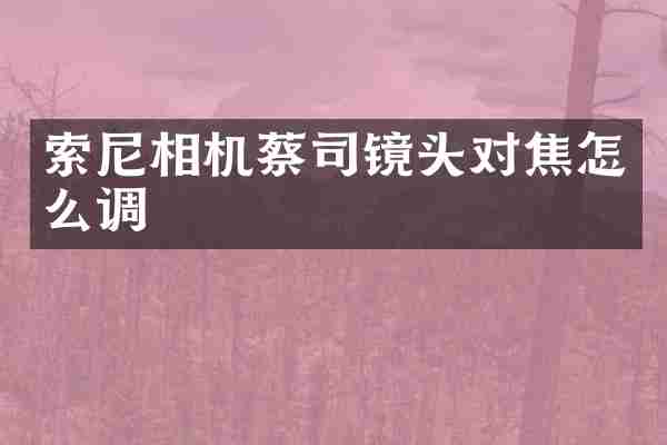 索尼相机蔡司镜头对焦怎么调