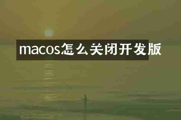 macos怎么关闭开发版
