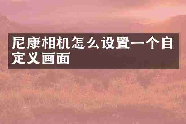 尼康相机怎么设置一个自定义画面