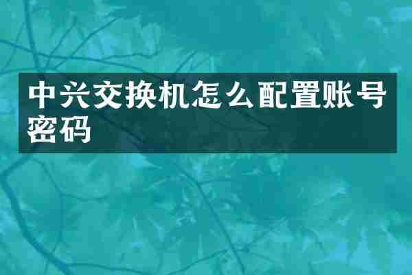 中兴交换机怎么配置账号密码