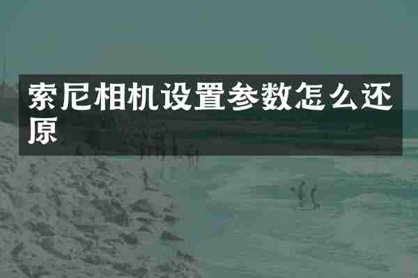 索尼相机设置参数怎么还原