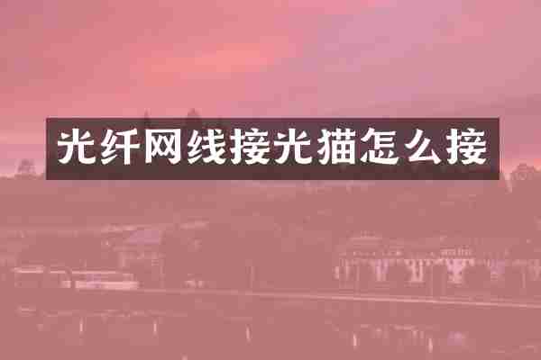 光纤网线接光猫怎么接