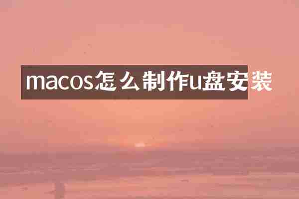 macos怎么制作u盘安装