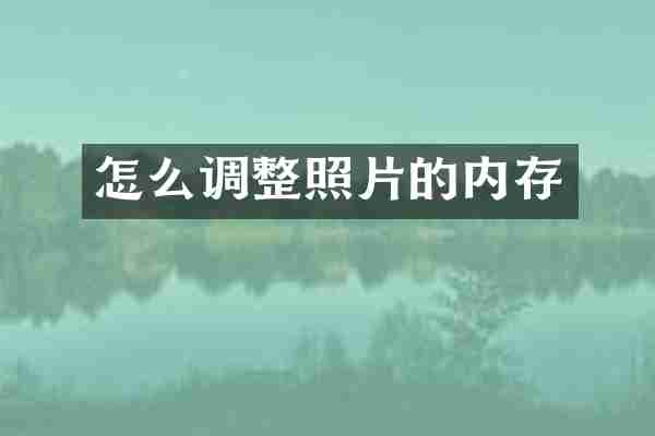 怎么调整照片的内存