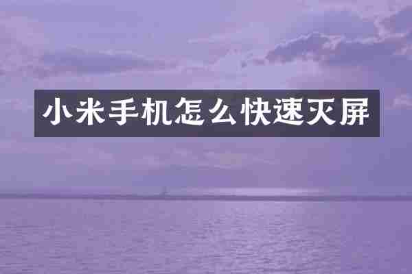 小米手机怎么快速灭屏
