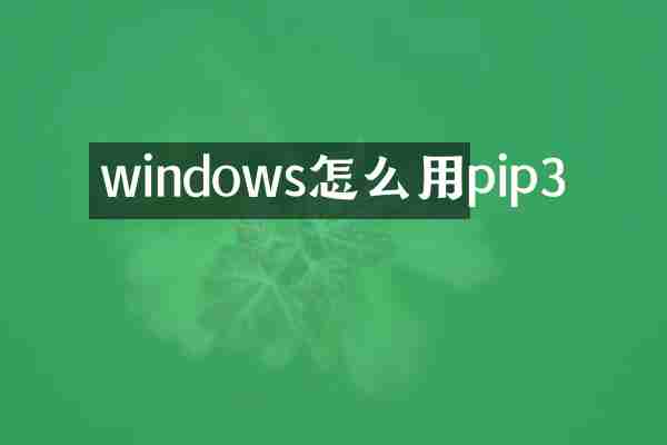 windows怎么用pip3