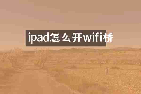 ipad怎么开wifi桥