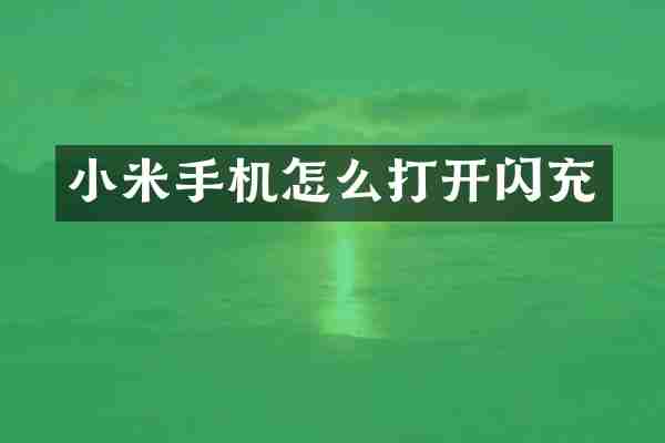 小米手机怎么打开闪充