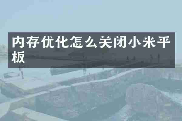 内存优化怎么关闭小米平板