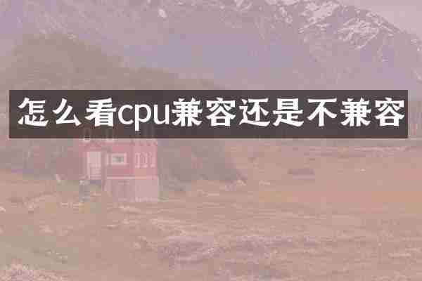 怎么看cpu兼容还是不兼容