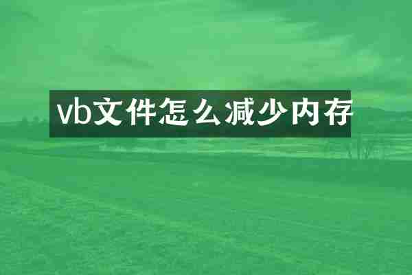 vb文件怎么减少内存