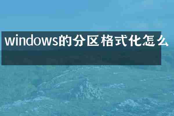 windows的分区格式化怎么办