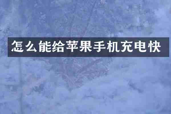 怎么能给苹果手机充电快