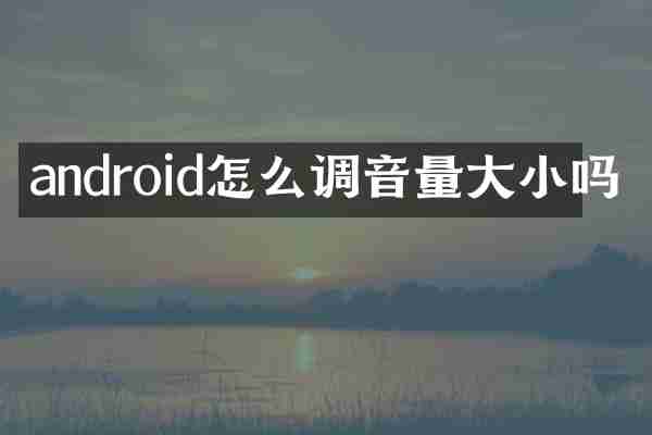 android怎么调音量大小吗