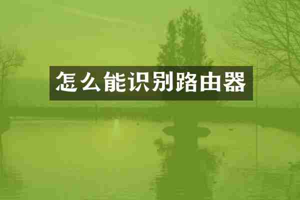 怎么能识别路由器