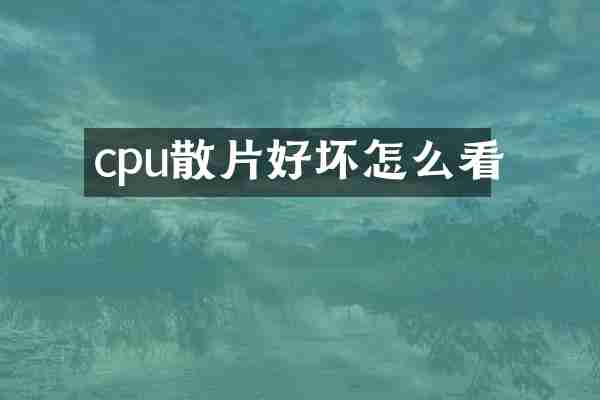 cpu散片好坏怎么看