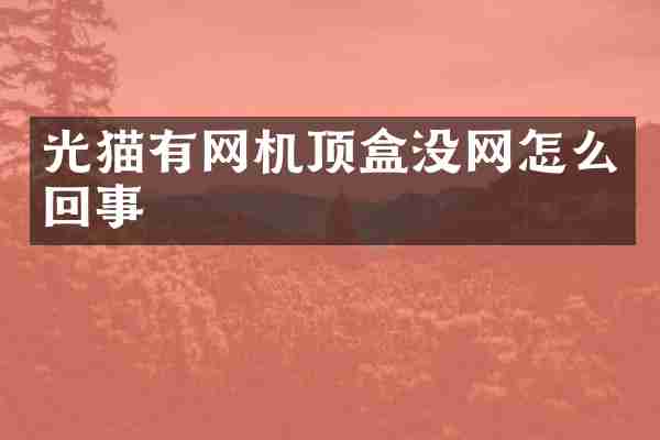 光猫有网机顶盒没网怎么回事