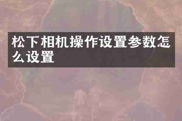 松下相机操作设置参数怎么设置