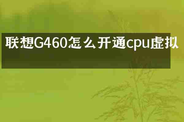 联想G460怎么开通cpu虚拟化
