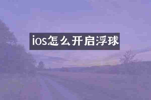 ios怎么开启浮球