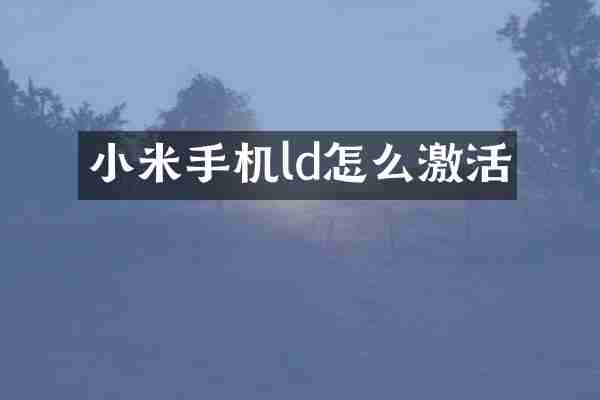 小米手机ld怎么激活