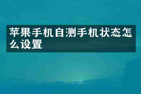 苹果手机自测手机状态怎么设置