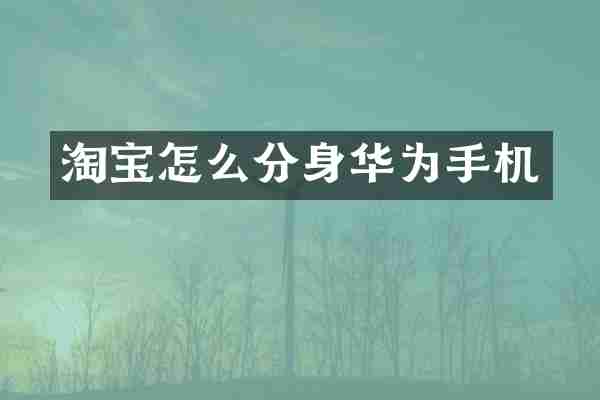 淘宝怎么分身华为手机
