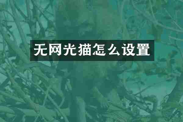 无网光猫怎么设置
