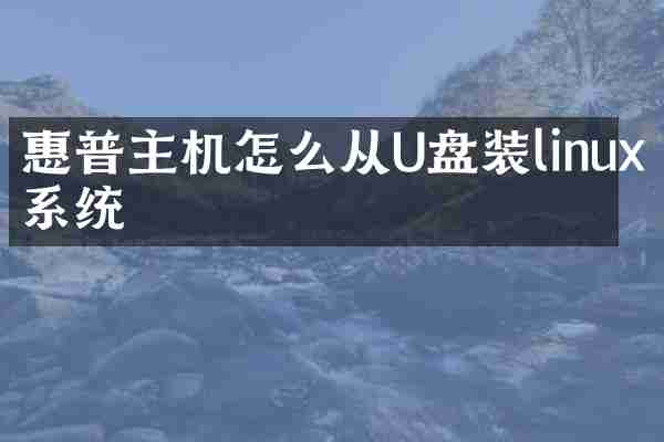 惠普主机怎么从U盘装linux系统
