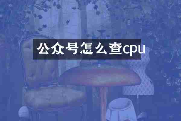 公众号怎么查cpu