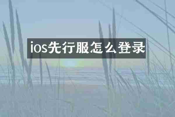 ios先行服怎么登录