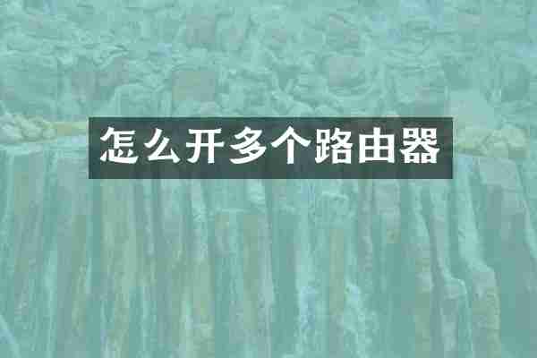 怎么开多个路由器