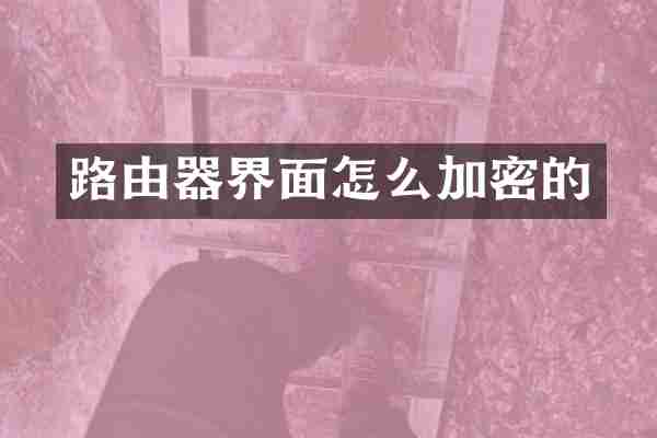 路由器界面怎么加密的