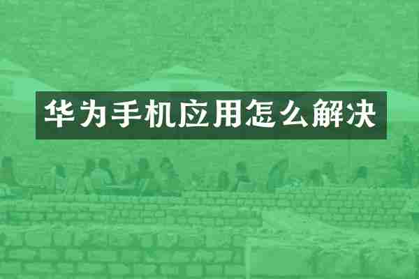 华为手机应用怎么解决