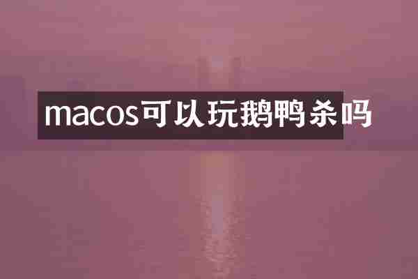 macos可以玩鹅鸭杀吗