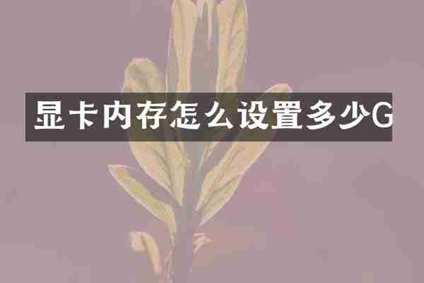 显卡内存怎么设置多少G