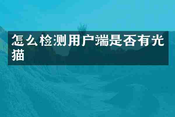 怎么检测用户端是否有光猫